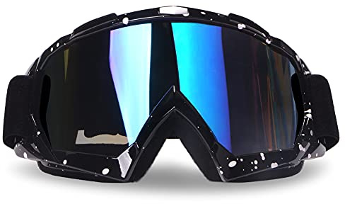 4-FQ Motocross Brille, Crossbrille, Hochwertige Motorradbrillen, ATV Dirt Bike Off Road Racing MX-Fahrbrille, Anti Fog UV Schutzbrille mit Double Lens Schaumstoffpolsterung (Schwarz)