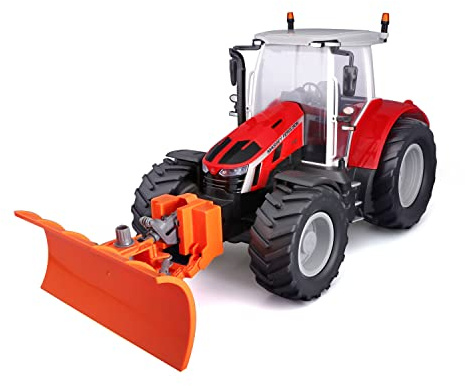 Maisto Tech R/C Traktor Massey Ferguson 5S.145 mit Scheinwerfer & Schneeschieber, 29 cm, rot - 1:16 - Schneepflug Ferngesteuerte Traktor ab 8 RC Auto 2,4 GHz - ca. 3 km/h Auto Ferngesteuert (582724)