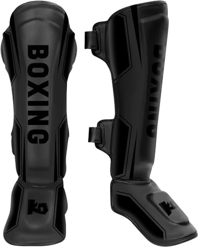 NZQXJXZ Schienbeinschoner Kickboxen, Muay Thai Schienbeinschoner für Männer, Frauen, Verstellbare Beinschützer mit Ristschutz, Kampfsport-Trainingsausrüstung für MMA Training und Sparring