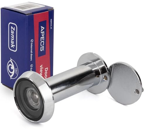 APECS Türspion mit Sichtschutz für Tür 50-90mm Bohrloch - Ø16mm Farbe chrom Türspionabdeckung Modell 6016/50-90-CR