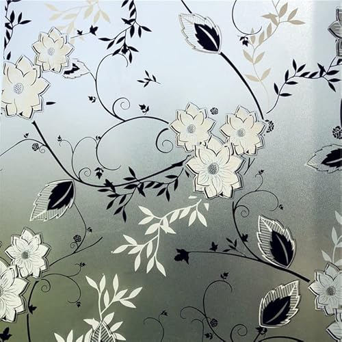 Hoonng Fensterfolie Blickdicht Selbsthaftend Motiv Blume Sichtschutz 44.5x200cm
