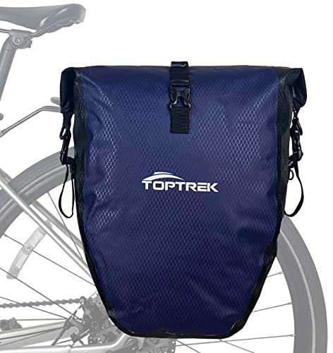 toptrek Fahrradtasche Gepäckträger Wasserdicht 23-28L mit Reflektoren | Fahrradtaschen für Gepäckträger mit Schnalle Neuen Generation, Fahrrad Taschen Hinten Gepäckträger, Umhängetasche (1 Pack)