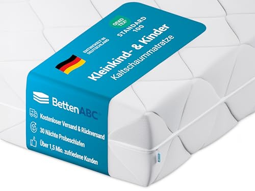 BettenABC - Matratze für Babys & Kleinkinder - 80x160 cm - Spezieller Härtegrad & Oeko-TEX-Zertifiziert - Optimale Hygiene Dank abnehmbarem & waschbarem Polyester-Bezug - Lieferung per Paket