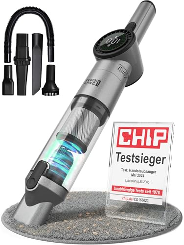 LEBENLANG Handstaubsauger Akku TESTSIEGER - Dual-Filter & Li-Ion I Inkl. Ladestation I 17000PA Handstaubsauger Auto Staubsauger stark Akkusauger kabellos Handsauger Akku Car Autostaubsauger Beutellos