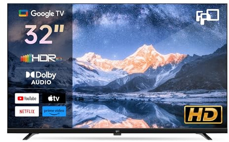 FPD Smart TV 32 Zoll (81 cm) Fernseher mit Google TV, Sprachsteuerung, kompatibel mit Google Assistant, 720p HD, HDR 10 & Dolby Audio, Google Play, Google Cast, Live-TV