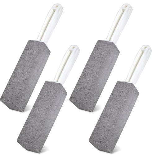Bimsstein Toilettenreiniger mit Griff, 4 Stück Pumice Stone Toilet, Reinigungsstein für Klo, Effektiver Kalk und Urinsteinentferner
