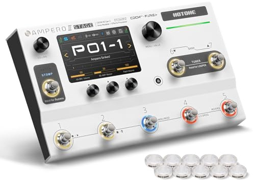HOTONE Gitarre Bass Multi-Effekte Prozessor mit Touchscreen | Verstärker Modellierung IR Boxen Simulation mit FX Loop MIDI I/O Stereo OTG USB Audio Interface Ampero II Stage