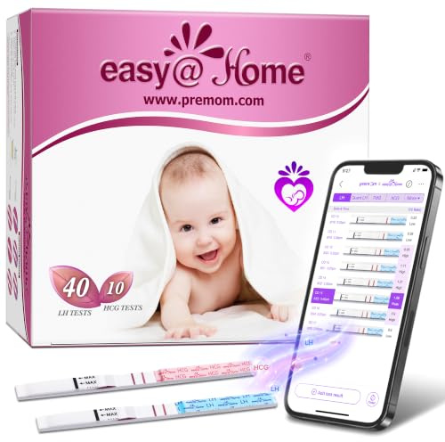 Easy@Home 40 Ovulationstest + 10 Schwangerschaftstest: Fruchtbarkeitstest für Frauen Kinderwunsch: Empfidlich Eisprung Teststreifen 25 mIU/ml - 40 LH + 10 HCG Test