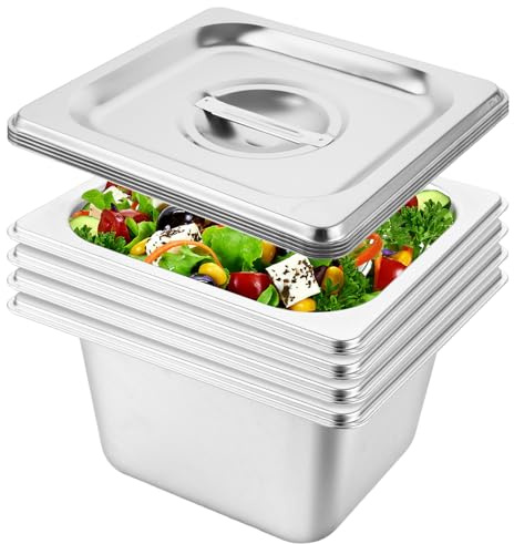 DAJAVE 4 Stück gn Behälter mit Deckel, Panierschalen Set Gastro Behälter, Edelstahl Behälter mit Deckel, Edelstahlbehälter mit Deckel, Gastronormbehälter, Warmhaltebehälter Essen (1/6)