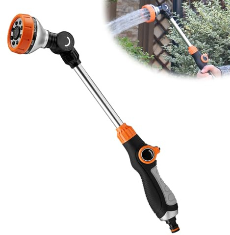 Forbabe Gießstab 47CM Lang Handbrause Garten Brause mit 8 Sprühbilder Daumensteuerung Gartenschlauch Düse Abnehmbar