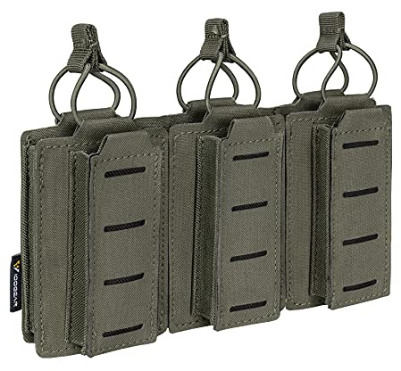 IDOGEAR Dreifach Mag-Taschen Känguru Magazin Tasche für 5.56mm Gewehrmagazine & 9mm Pistolenmagazine Universal MOLLE Tactical Magazinbeutel Elastisch Verstellbar