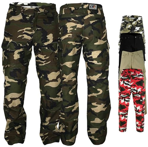 German Wear Motorradhose Herren Motorradjeans Bikerjeans aus Baumwolle | Motorradhose aus 100% Baumwolle mit Aramid-Futter (60% Aramid, 40% Polyester), 2CE-Protektoren und 6 Taschen.