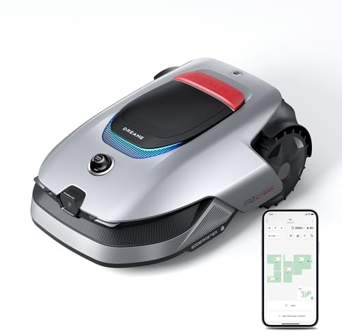 DREAME A2 1200 Mähroboter – kabellos ohne RTK, für Flächen bis zu 1200 m², mit 360° 3D-LiDAR & KI-Vision, Steigfähigkeit bis zu 50% (26,5°), u-förmiger Mähpfad, 5 cm EdgeMaster-Präzisionsschnitt