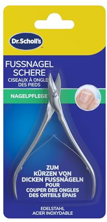 Dr. Scholl’s Fußnagelschere - Leistungsfähige Nagelschere &-knipser aus Edelstahl für dicke Nägel,Präzision beim Schneiden von Zehen- und Fingernägeln, Pediküre-Werkzeug mit doppelter Wirkung, 1 Stück