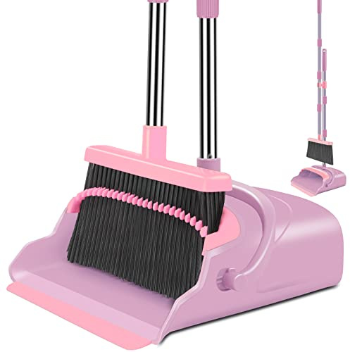 kelamayi Standbesen- und Kehrschaufel-Set für Zuhause, Büro, Innen- und Außenbereich, Rosa