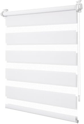 Doppelrollo Klemmfix ohne Bohren Weiß B45 x H100 cm (Stoffbreite 40cm) Rollos für Fenster ohne Bohren Lichtdurchlässig & Verdunkelnd Klemmrollo Fenster Rollos für innen