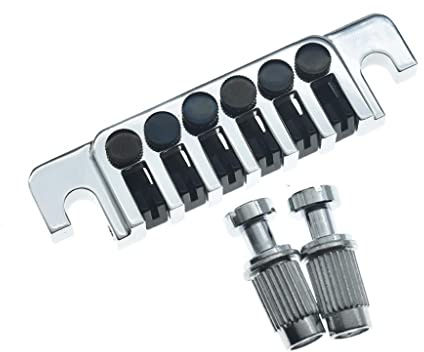 KAISH E-Gitarre TP-6 Style LP Bridge Stop Bar Vintage 70er Jahre Bridge Saitenhalter mit Feinstimmern/Bolzen für LP Les Paul/SG/ES E-Gitarren Chrom