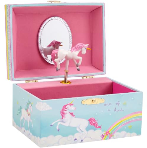 Jewelkeeper® Schmuckkästchen Mädchen mit Spieluhr und Einhorn | Spieluhr Kinder mit Einhorn-Drehfigur, Einhorn-Geschenke für Mädchen, Geschenk Mädchen 4 Jahre