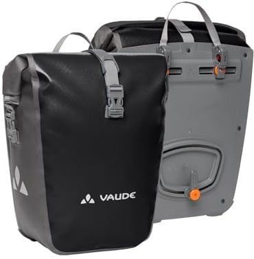 VAUDE Fahrradtaschen für Gepäckträger Aqua Back 2x24L in schwarz 2 x Hinterradtaschen wasserdicht, Fahrrad Gepäckträgertasche hinten, einfache Befestigung – Made in Germany