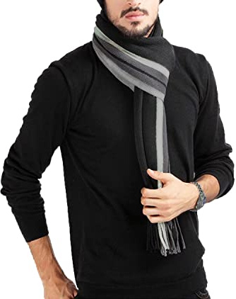 MAKFORT Herren Schal Winter Warm Dicker Klassisch Modern Imitation Kaschmir Herrenschal 180 * 30cm