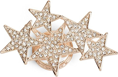 styleBREAKER Damen Magnet Brosche 3D Sterne Strass | Starker Verschluss für Ponchos, Schals und Tücher, 4x4 cm B/H, Zirkonia-Verzierung, Struktur-Oberfläche.