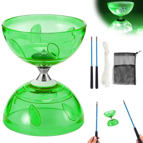 XEERUN LED Diabolo mit Kugellager, Diabolo Freiläufer mit kugellager Dreifache Lagerung Set, 4 Farben Blinkendes Dreifachlager für Erwachsene