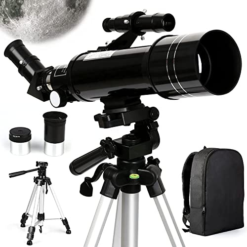 Super Klares Teleskop, 70mm Öffnung Refraktor Teleskop für Erwachsene Anfänger und Kinder 400mm AZ Mount Reise Teleskop mit Stativ und Rucksack