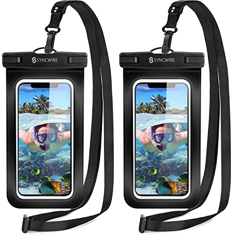 Syncwire wasserdichte Handyhülle Unterwasser Wasserfeste IPX8-2 Stück 7 Wasserdicht Handytasche für iPhone 15 Pro 14 13 12 11 XS Max SE Galaxy S24