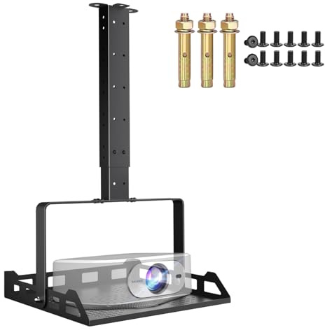 Salange Beamer Halterung Deckenhalterung, Höhenverstellbar Projector Halterung Decke,Universal wandhalterung Verdeckte Kabelführung,Tragkraft bis zu 10 kg,Beamerhalterungr für Heimkino Büro,Schwarz