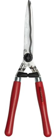 BERGER Heckenschere 4590 | Handheckenschere | Heckenschere manuell | 24 cm Schnittlänge | Buchenholzgriffe | Wellenschliff & Anschlagdämpfer | 2 Saftrillen | Astabschneider | Made in Germany