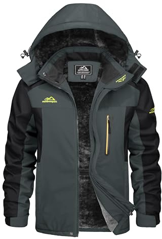 KEFITEVD Winterjacke Herren Wasserdicht Skijacke Gefüttert Outdoorjacke | Wasserdichtes und winddichtes material, viele taschen, warme fütterung, geeignet für skifahren, snowboarden und wandern