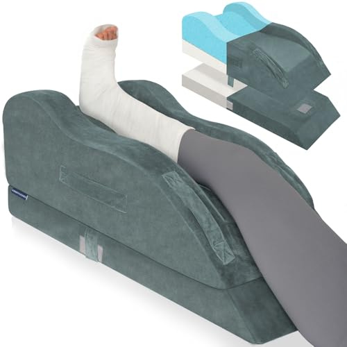 KingPavonini Verstellbare Venenkissen Beinhochlagerungskissen Post-OP 1Bein | Ergonomisch geformt, hält Knie gerade, Memory-Schaum-Beinkissen lindert Schmerzen & Schwellungen, verbessert die Durchblutung