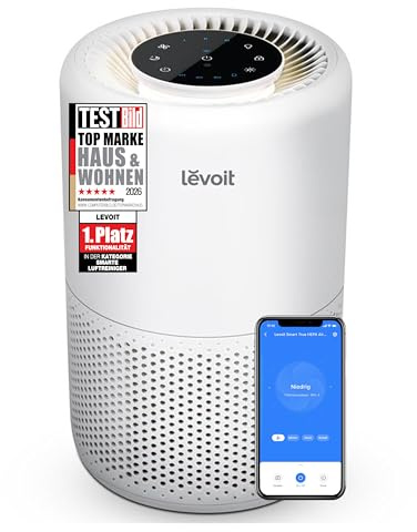 Levoit Luftreiniger für Schlafzimmer, 3-in-1 HEPA Filter, bis 31,5㎡ | App-Steuerung, Timer, Schlafmodus, Nachtlicht, leise, Luftfilter gegen Schimmel, Staub, Pollen und Gerüche
