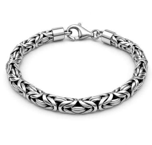 Avesano Königskette Armband 925 Silber Herren 6 mm Königsketten-Armband Handgefertigtes Silberarmband mit Schmuck Box Länge 21 cm verfügbar 102094-021