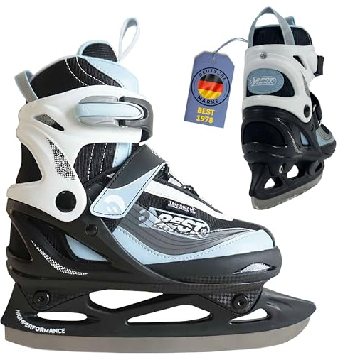Best Sporting Schlittschuhe Kinder, Damen & Herren I 4-Fach verstellbare Eislaufschuhe Kinder I Softboot Ice Skates - wasserdicht und wärmeisolierend mit Push-Lock-Schnalle