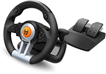 KROM K-WHEEL- Multiplattform-Lenkrad und Pedal-Set, Schalthebel und Schaltwippen, Vibrationseffekt, kompatibel mit PC, PS3, PS4 und XBOX