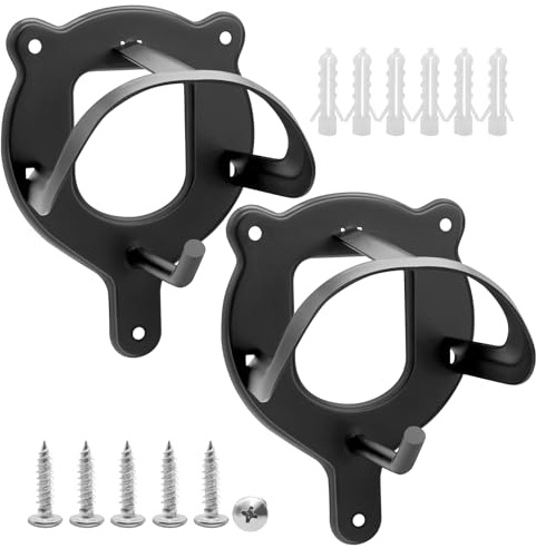 WYYFXY® 2 Stück Trensenhalter Pferd Schwarz Pferdezaumhaken Metall Zaumzeughalter Pferde Trensenständer Pferdezaumständer mit Expansionsrohren und Schrauben für Sattelkammer Reitstall