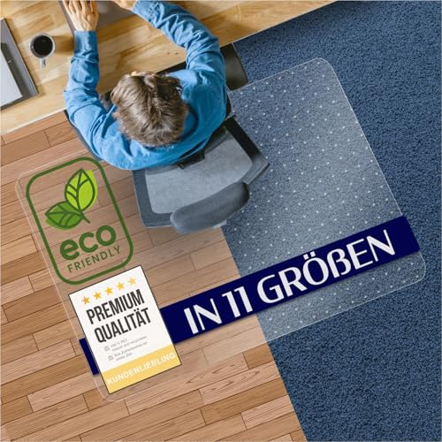 Bodenschutzmatte aus PET - transparente Schutzmatte für Hartböden - 100% recyclebar - nachhaltige Bürostuhlmatte - vielseitige Unterlage als Bodenschutz für Büro und Zuhause - 90x120 cm