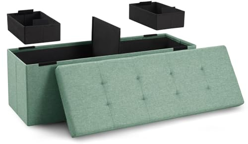 Blumtal Sitzbank mit Stauraum + 2 extra Boxen - Truhenbank mit Stauraum 110x38x38 cm - Sitztruhe mit Stauraum - Aufbewahrungsbox mit Deckel groß - Sitztruhen Türkis hell
