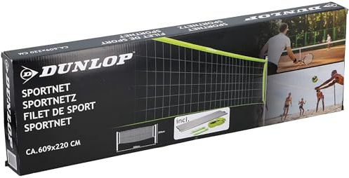 DUNLOP Sportnetz 609 x 220 cm – Multifunktionales Volleyballnetz Für Garten Spiele – Badminton Netz - Komplettes Volleyball Set – Ideal Für Volleyball Training und Beachvolleyball Netz