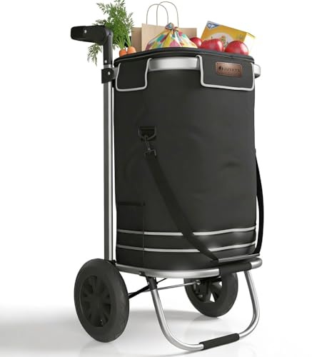 Juskys Einkaufstrolley 3in1 mit 2 Rollen für Shopping - 56 L Tasche abnehmbar - Trolley klappbar & modern - Sackkarre Einkaufsroller Schwarz