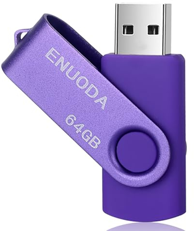 ENUODA USB Stick 64GB USB Speicherstick Rotate Metall High Speed USB 2.0 Memory Stick für PC Laptop Computer (Lila)