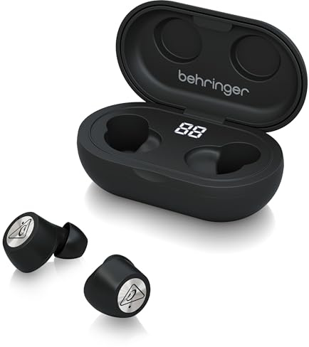 Behringer True Buds Kabellose Bluetooth 5.0 In-Ear-Kopfhörer Schwarz/Silber mit aptX und CVC