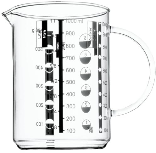 WMF Gourmet Messbecher 1 l – hitzebeständiger Glas-Messbecher mit präziser Skalierung, spülmaschinen- & mikrowellengeeignet, robuster Maßbecher aus Glas zum Kochen, Backen & genauen Abmessen