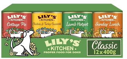 Lily's Kitchen Natürliches Nassfutter für ausgewachsene Hunde, Dosen, verschiedene Sorten (12 x 400g dosen)