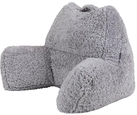 Icon Teddybär Rückenlehne Lesekissen, Grau, Lesekissen Flauschig mit Sitzsack Füllung, Rückenstütze mit Tragegriff
