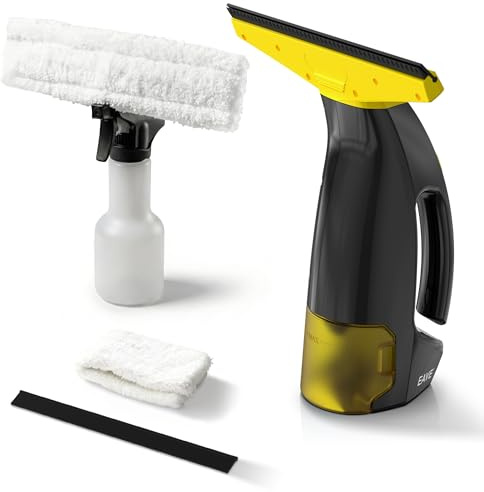 EAVE Fenstersauger Set, Akku Fenstersauger mit 45 Minuten Akkulaufzeit, Fensterreiniger Elektrisch mit 28cm Saugdüse & 200ml Wassertank, Geeignet für Fenster, Fliesen und Spiegel (grün)