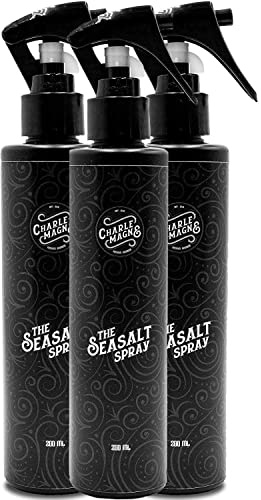 Charlemagne Sea Salt Spray - 3x 200 ml, Starker Halt, Mediterranean Breeze | Lässige Beach Waves & Hitzeschutz mit Mehr Volumen & Textur für Männer - Made in Germany