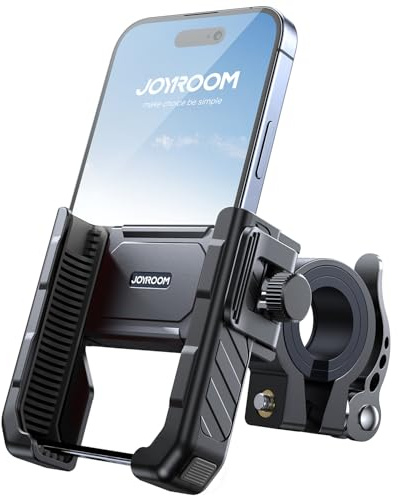 JOYROOM 2026 Fahrrad Handyhalterung, Anti Shake Stoßdämpfender mit 1S Schnellverschluss, Universelle Handyhalterung Motorrad für 4.7-7.0 Zoll Smartphones, Kompatibel für iPhone 17 & Samsung, Schwarz