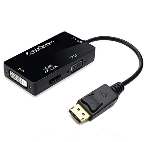 CableDeconn 3-in-1 Adapter für mehrere Kabel, DisplayPort 1.2 auf HDMI, 4K, DVI, VGA HDMI 4K